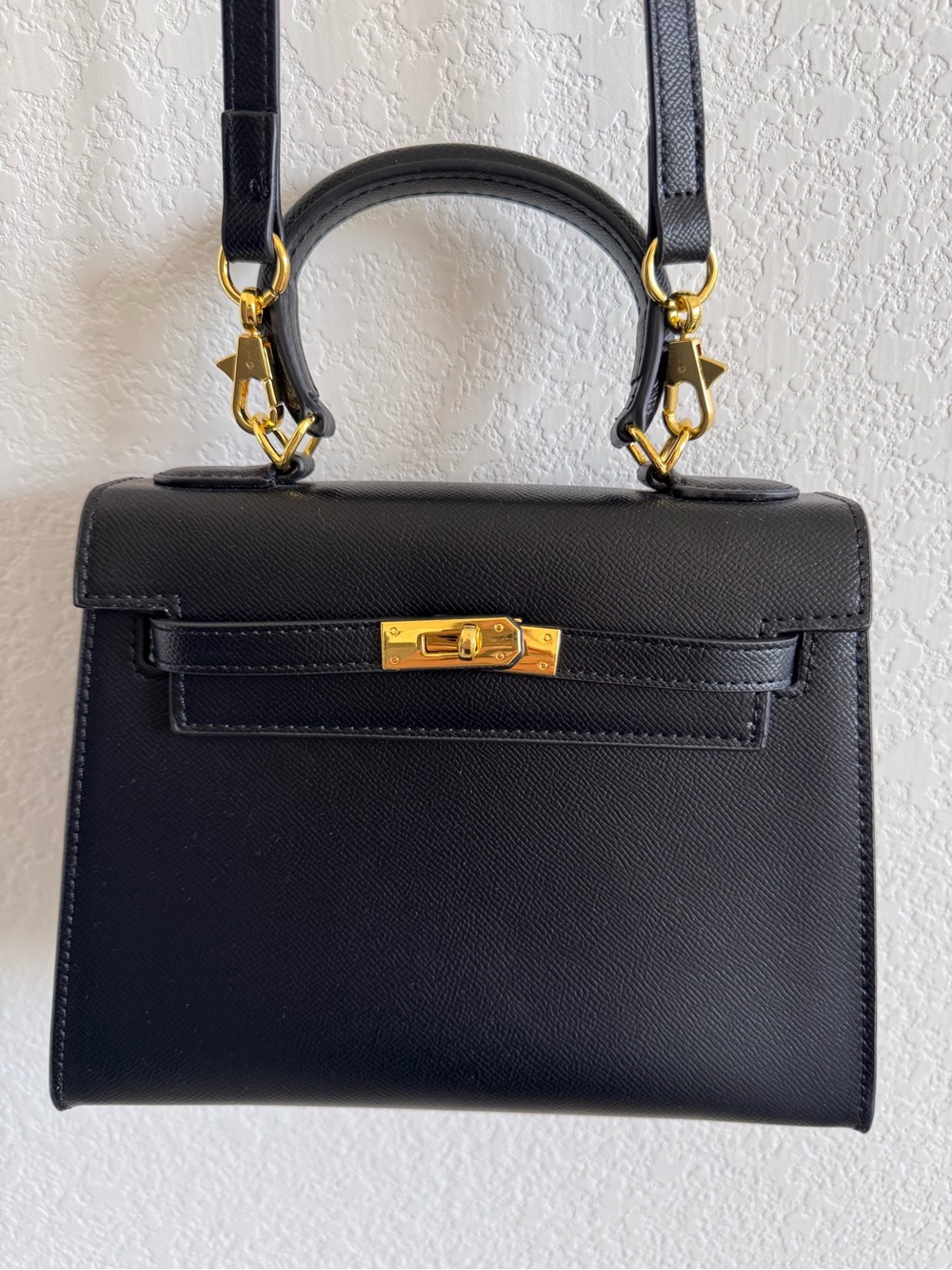 Vici Black Mini Top-Handle Crossbody with Gold Hardware